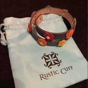 Rustic Cuff Megan Double Flower Wrap Bracelet